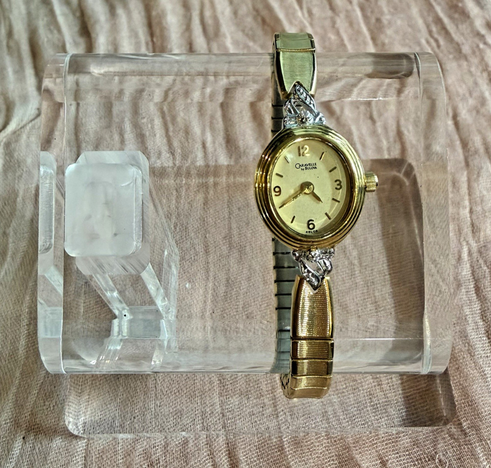 Caravelle by Bulova Ladies Quartz Watch Stretch Band Gold Tone Parts Repair